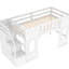 Lit mezzanine simple en blanc avec espace de rangement - Comprend une fabrication en bois et une conception ludique fonctionnelle comprenant des garde-corps d'escalier-1557854061