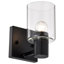 Meuble-lavabo 1 lumière Rosmunda - noir mat avec verre transparent