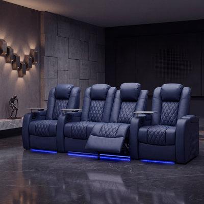Upholstered Home Theater Seating with Cup Holder