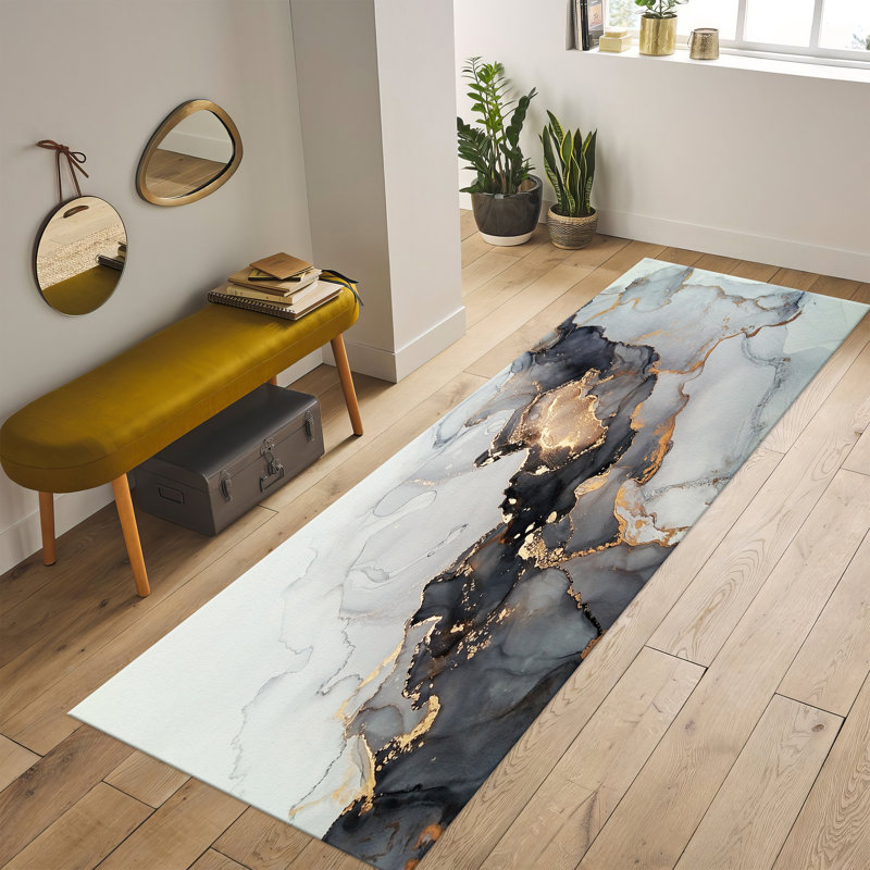Chic Floral Printed Soft Pile Rug in Vibrant Tones Perfect for Adding a Pop to Your Living Room or Bedroom