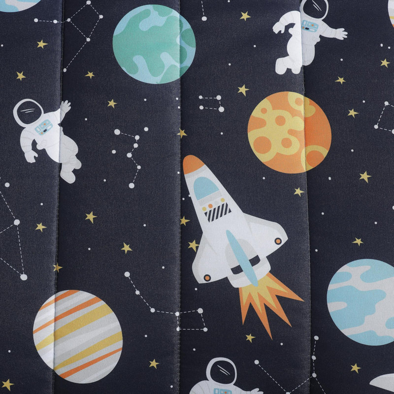 Ensemble d'édredon 3 pièces Outer Space Explorer, Édredon simple + 1 taie décorative standard + 1 