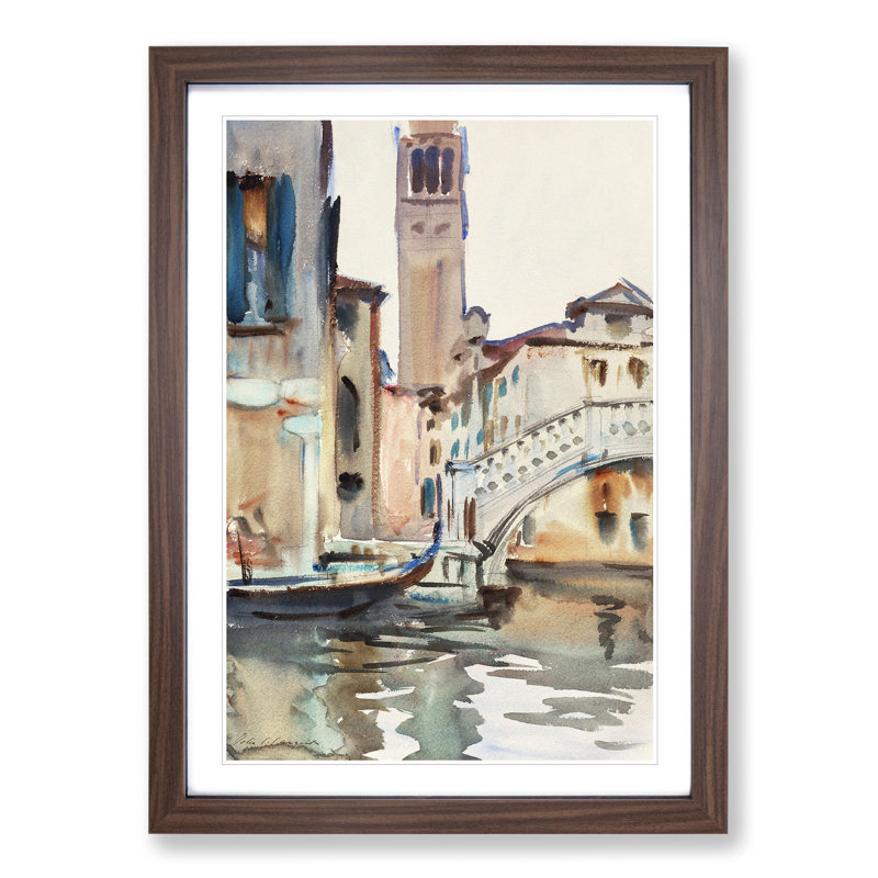 Bridge in Venice by John Singer Sargent - Picture Frame Painting, Walnut, 65cm H x 48cm W x 2cm D
