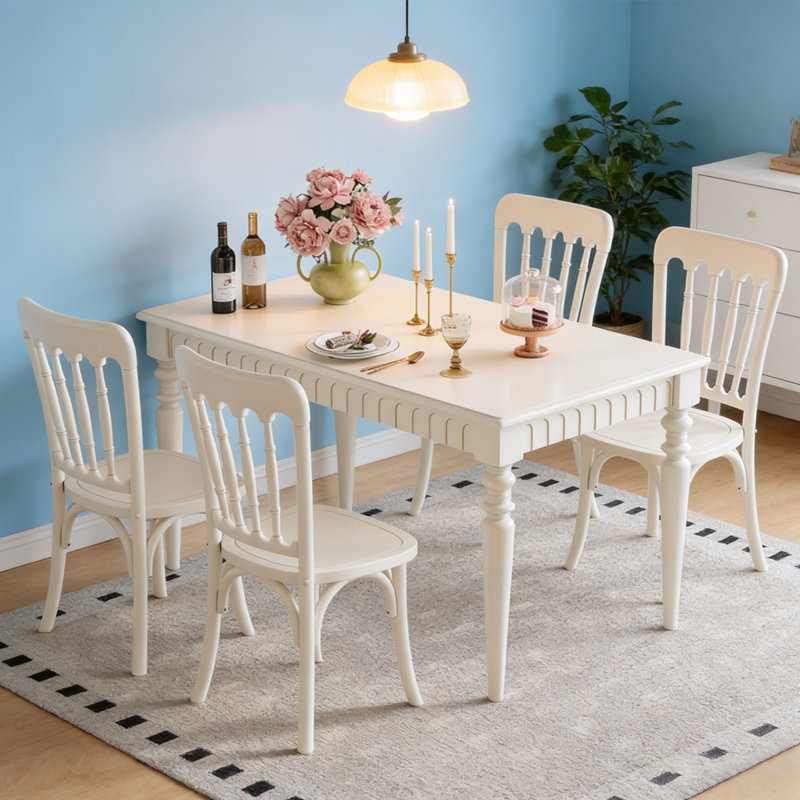 Ensembles de table de salle à manger en bois de cerisier de style français, H 30 po x l 62,99 po x P 33,46 po