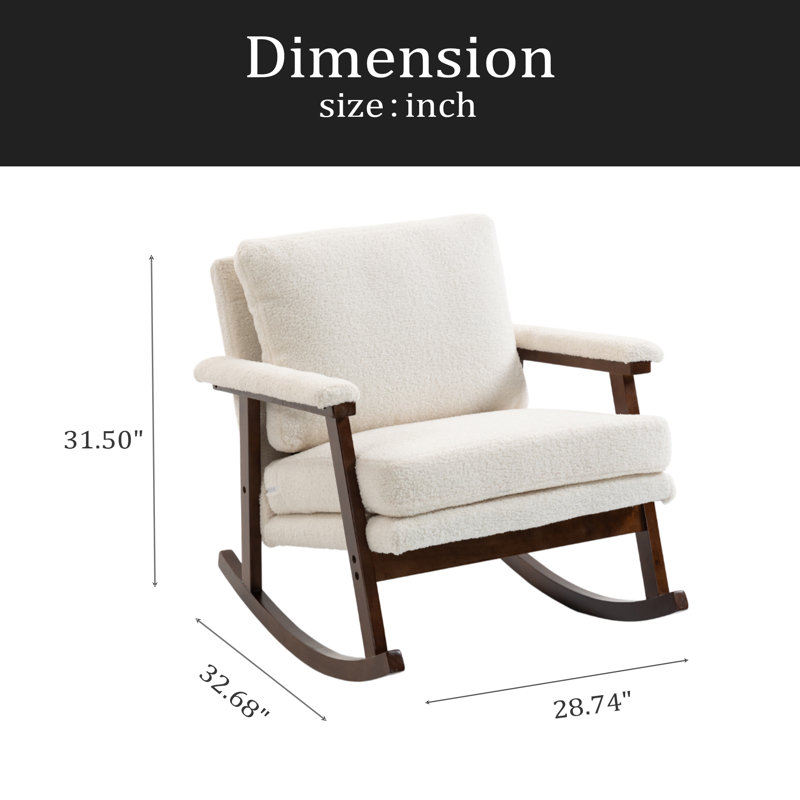 Chaise d'appoint Mid-Century moderne, chaise berçante avec structure en bois, chaises de salon rembourrées, fauteuil de lecture pour véranda de chambre à coucher