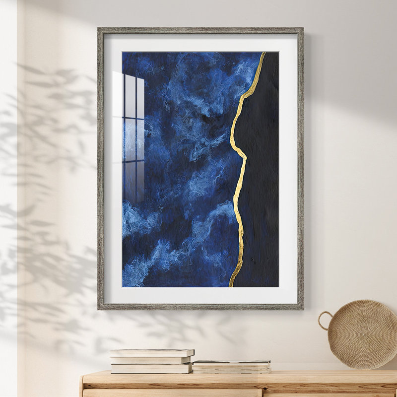 Gilt Indigo I -Framed Print, Distressed, 25.5" H x 17.5" W
