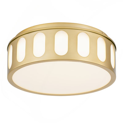 11.25-in Antiuqe Brass LED Flush Mount