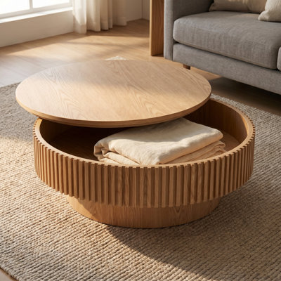 Table basse ronde avec rangement caché Modern