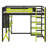 Wood Gaming Loft Bed With Desk & RGB Light, Full Size Loft Bed With USB Port, Power Outlet, Hanging Board, Ladder & Guardrails-1727246193