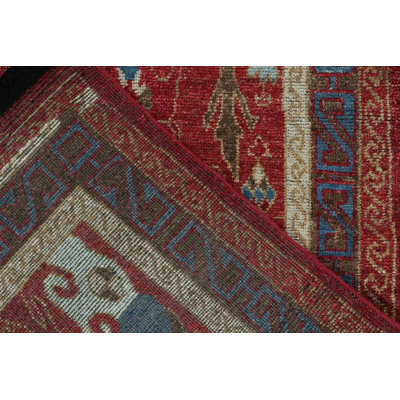 Tribal Rug In Red, Blue And Brown Geometric Pattern By Rug & Kilim