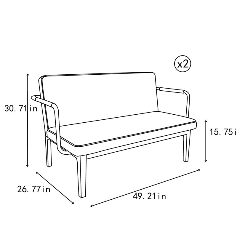 Banc rembourré en similicuir, Brun