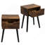 Ensemble de 2 tables d'appoint Mid-Century en bois, table de bout avec 1 tiroir de rangement et table de chevet