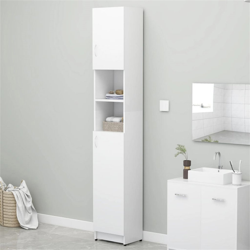 Campbellton vidaXL Bathroom Cabinet 32x25.5x190 cm Engineered Wood, White