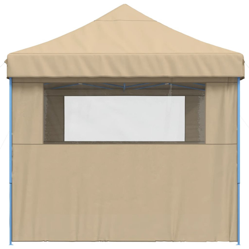 Vidaxl Foldable Party Tent Pop-Up With 3 Sidewalls, Blue, Beige, 315cm H x 410cm W x 279cm D
