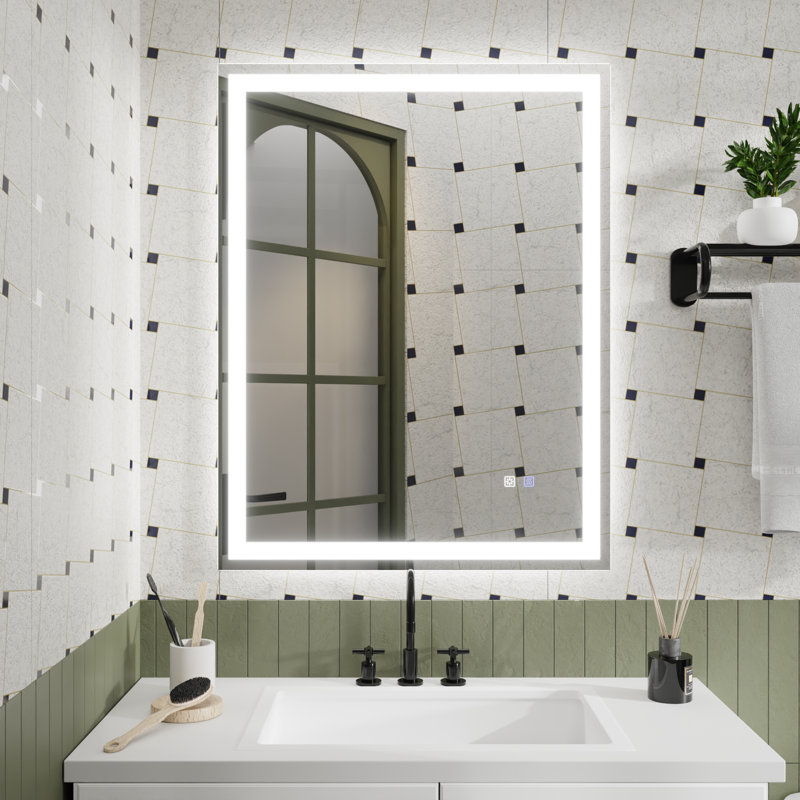 Eldur Smart LED Bathroom Mirror - 5000K Color Temperature, Dimmable, Defogging, Memory Function, Rectangle, 36" x 28"