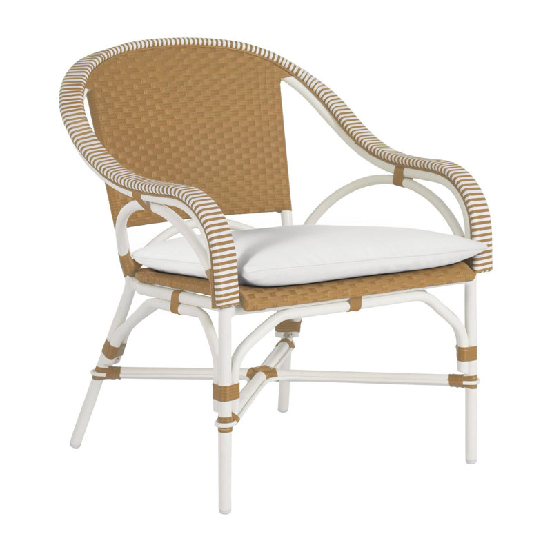 Savoy Patio Chair with Cushions, No Welt, Rollo Chambray, Chalk/White/Navy