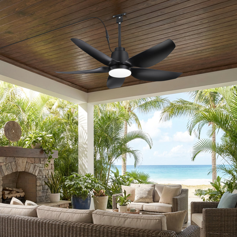 42" IP44 Waterproof  Plug-In Outdoor Indoor Ceiling Fan With Light And Remote Control