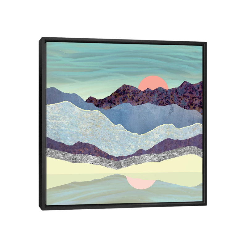 Summer Dawn - impression d'art graphique, Pas de tapis, H 26 po x l 26 po x P 1,5 po, Toile avec cadre noir