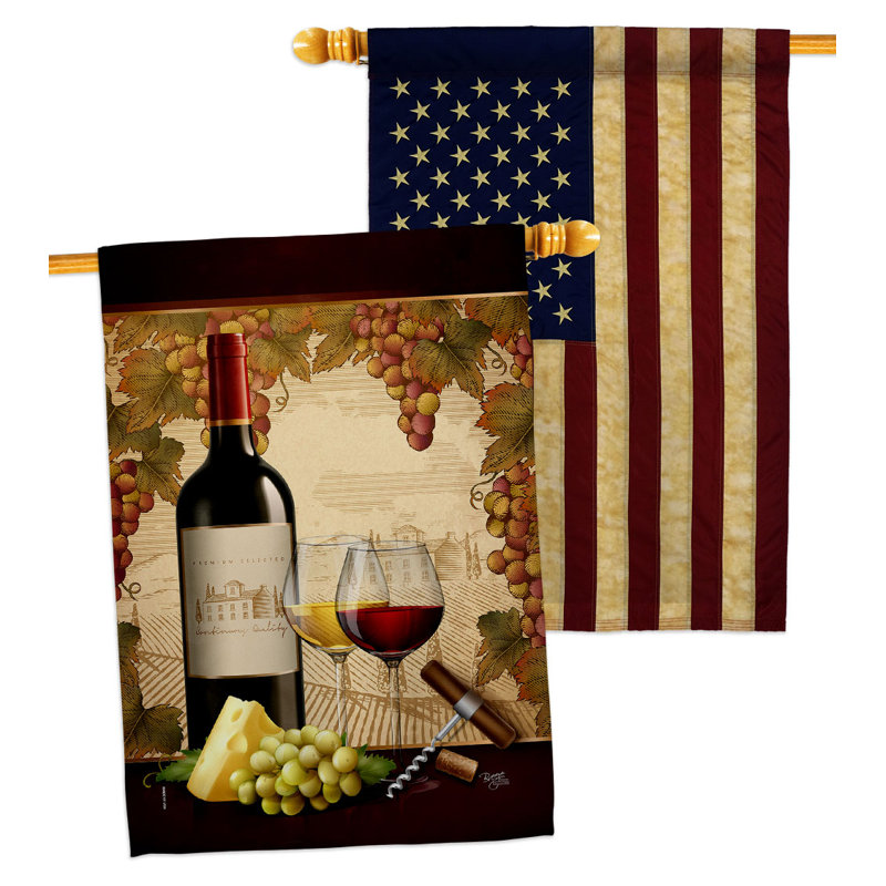 Drapeau de maison à 2 côtés en polyester 40 H x 28 W Winery