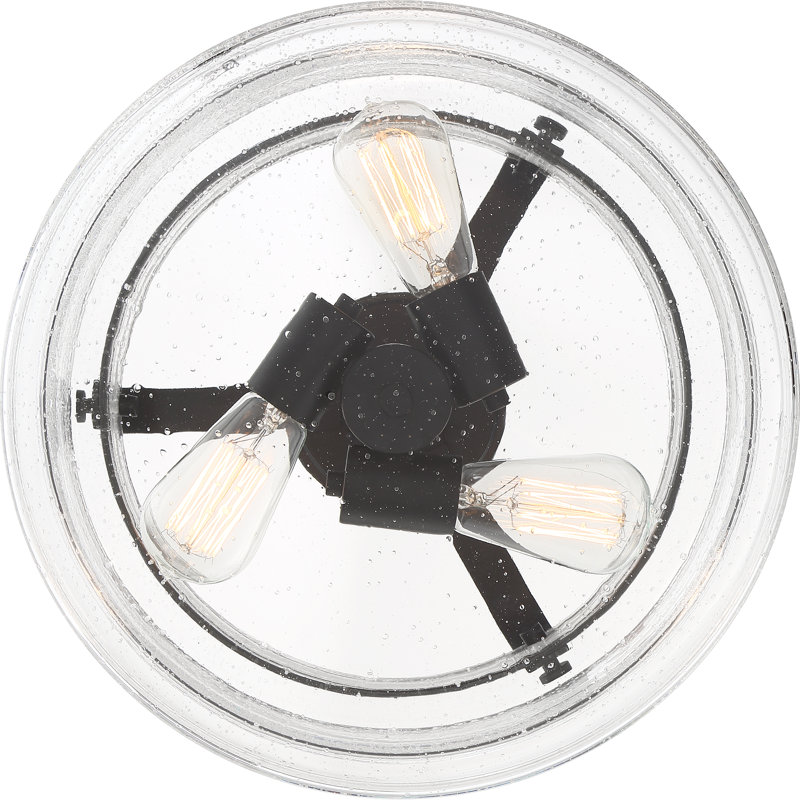 Plafonnier semi-encastré 3 lumières 14 po Raleigh, Noir terre