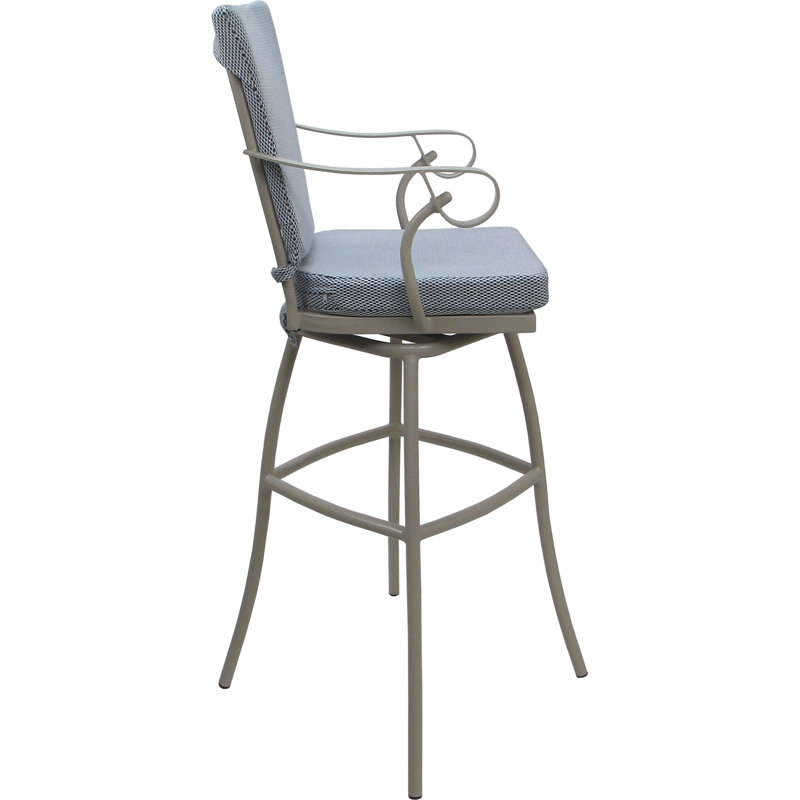Tabouret d'extérieur / d'extérieur 34 po avec accoudoirs, Beige, Bleu