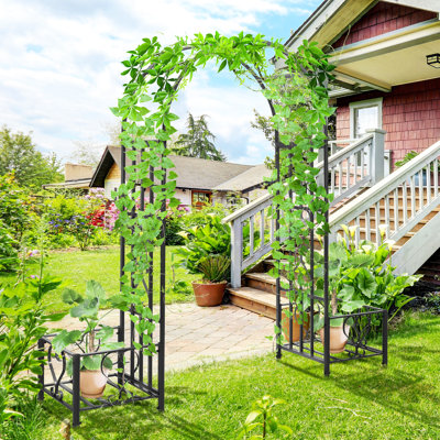 Arche de jardin en acier de 6,7 pi avec cœurs, pour le jardin, les mariages, la cour, les pots de fleurs gris foncé, les treillis décoratifs l 19,7 po