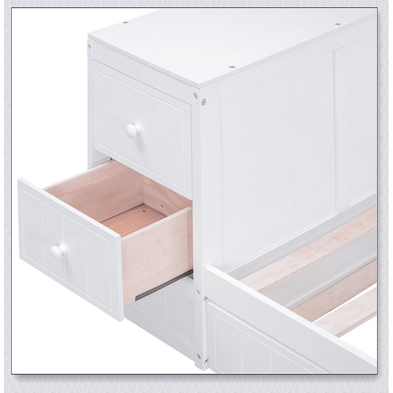 Daybed With Storage Arms, Trundle And Charging Station, White