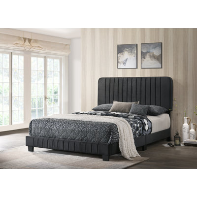 Grand lit tapissier Lodi, noir
