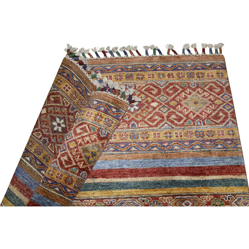Handmade Silk and Wool Ikat Area Rug