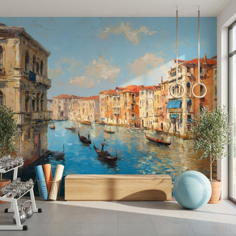 Papier peint Venise, canal et gondoles, Texturé non collé, 200 po x 120 po