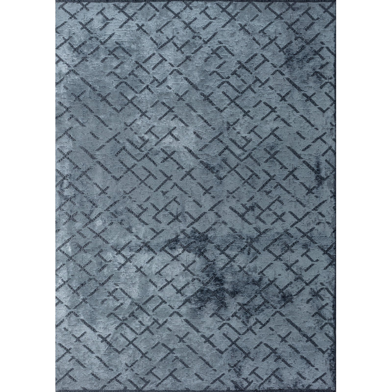 Rapture Abstract Area Rug in Light Blue, Rectangle 6'7" x 8'3"