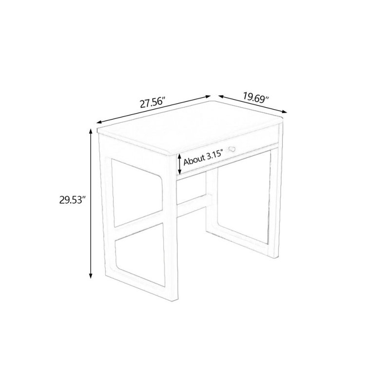 Rectangular Solid Wood desks, 29.53" H x 27.56" W x 19.69" D, White