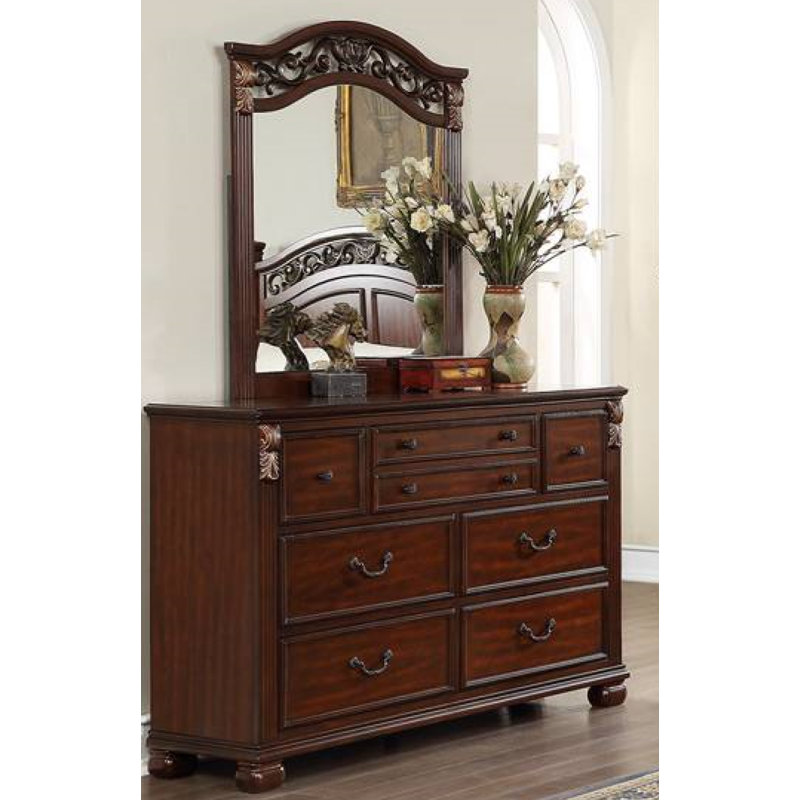 7 Drawer 59" W Double Dresser with Mirror