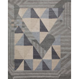 Nouvel Wool Geometric Area Rug in Charcoal/Gray/Silver/Taupe