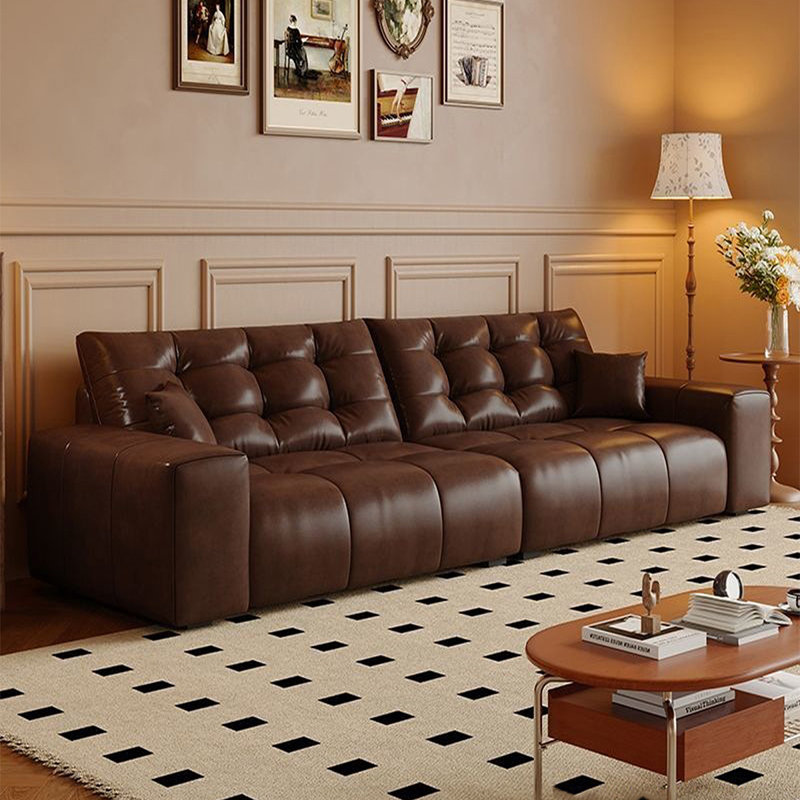 Canapé modulaire en similicuir caramel, 31.5" H x 94.49" W x 31.5" D, Caramel