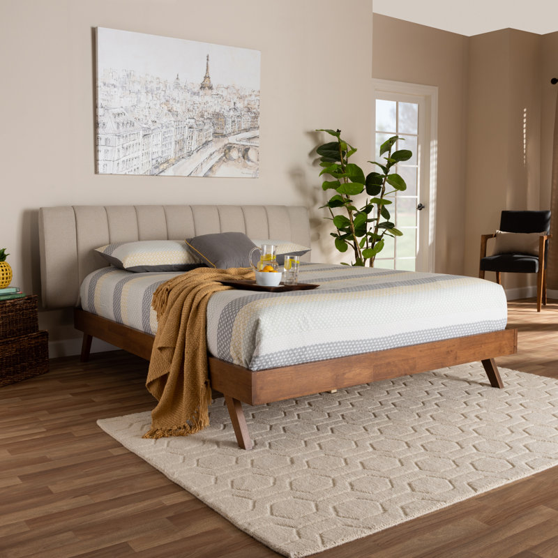 Lit plateforme tapissier Cirencester, Grand, Beige clair