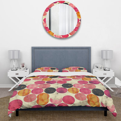 Ensemble de housse de couette rétro rose beige Midcentury - Midcentury