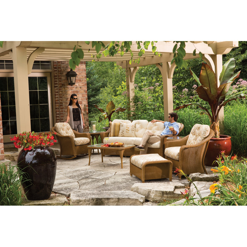 Reflections Outdoor Lounge Chair, Demo Oatmeal, Denim Blue