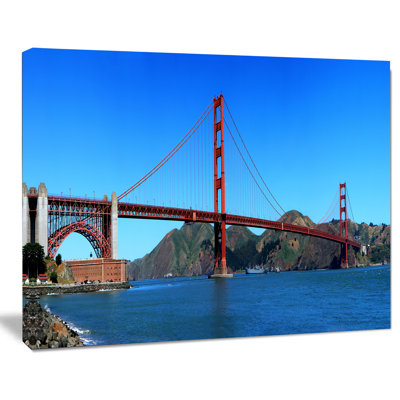 "golden gate bridge" sous blue sky cityscape, reproduction de photo sur toile tendue