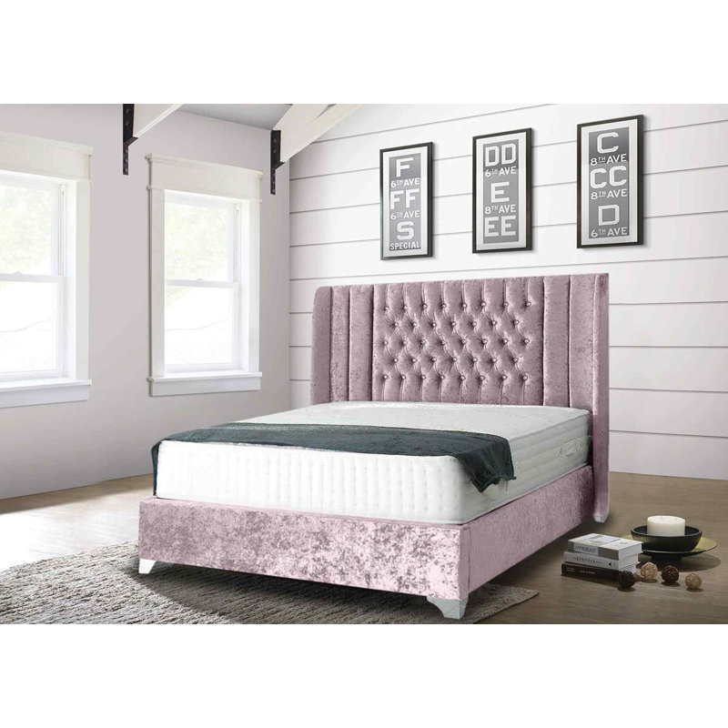 Upholstered Bed, Small Double (4'), Pink