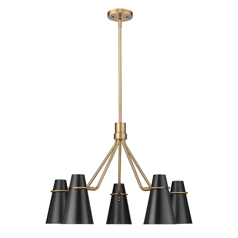 Dorris 5 - Light Steel Dimmable Cone Chandelier, Matte Black