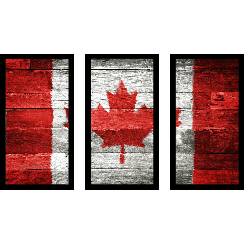 « canada », ensemble de 3 impressions encadrées, H 33,5 po x l 52,5 po x P 1 po