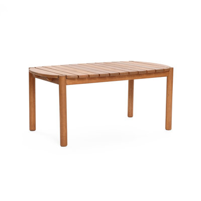 Natural Solid Wood 39-Inch Long Rounded Rectangle Outdoor Coffee Table