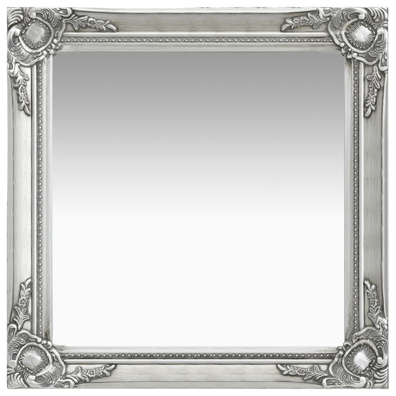 Ginsberg Wood Square Wall Mirror, Silver, 60cm H x 60cm W
