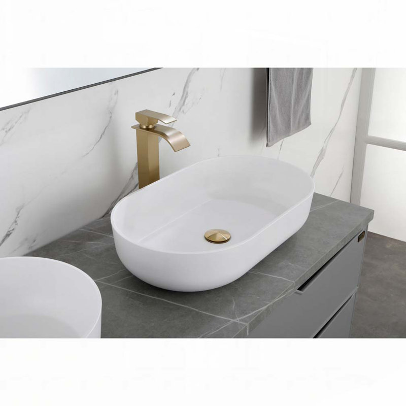 Oval 24"x14" Above Bathroom Vessel Sink, White