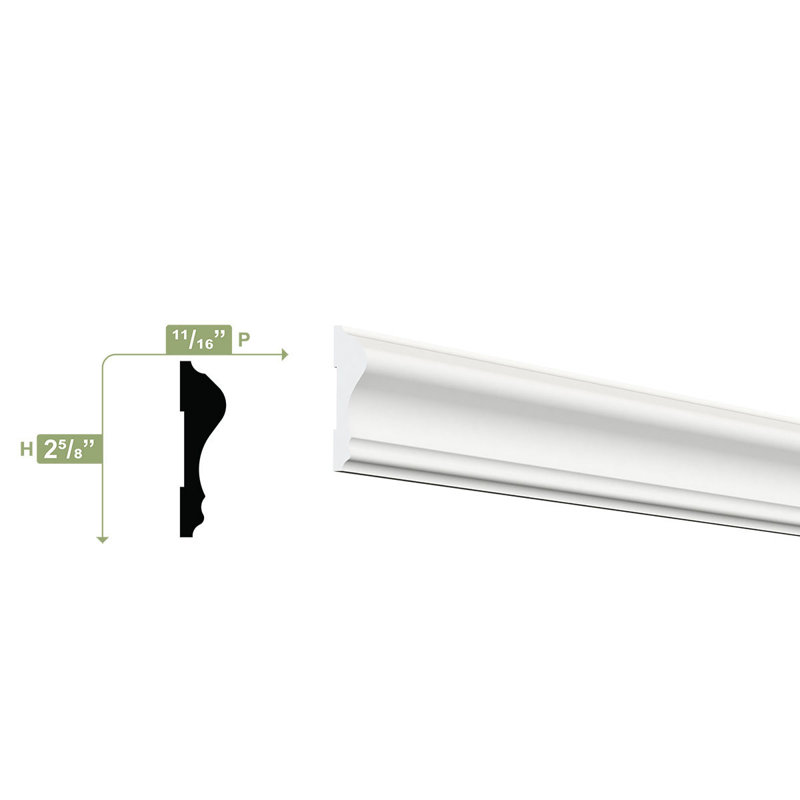 96'' White PVC Chair Rail Moulding