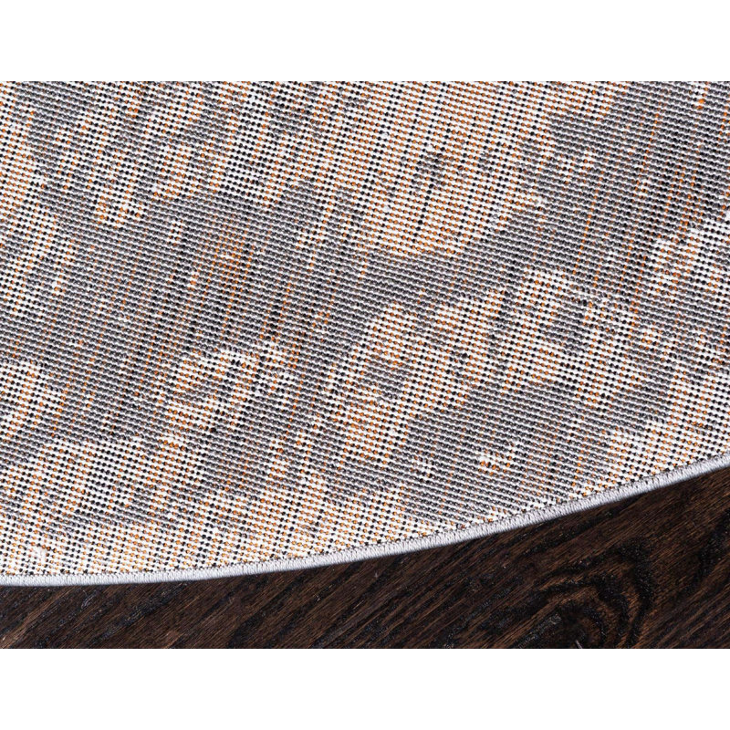 Tapis gris clair Walmoor Ikat, Rond 3 pi 3 po