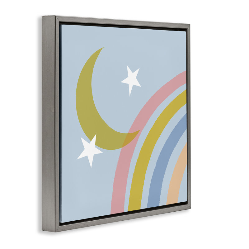 «Rainbow And Moon Shape Floater» par Tina Finn, Cadre flottant gris lustré, H 25 po x l 25 po