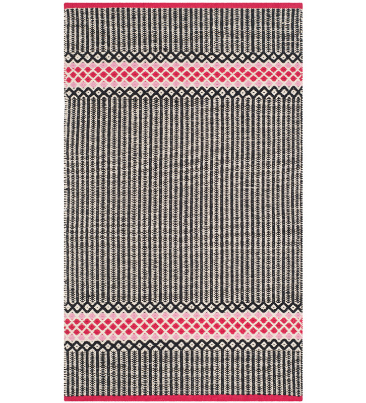 Annia Hand Woven Cotton Geometric Rug, Rectangle 3' x 5'
