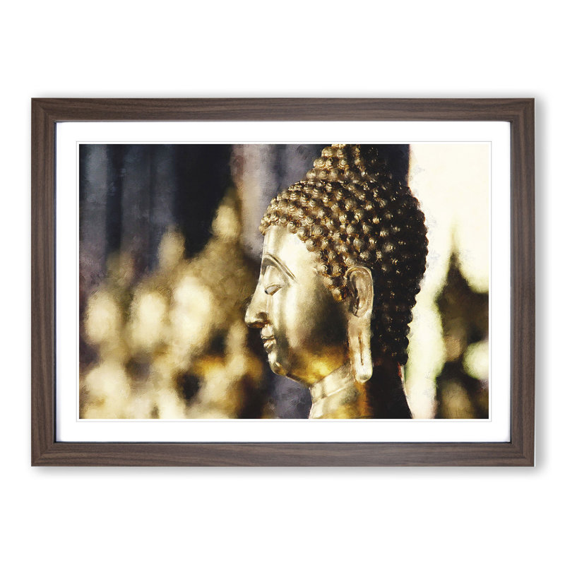 Buddha Statue Vol.5 - Picture Frame Painting, 27cm H x 36cm W x 2cm D, Walnut
