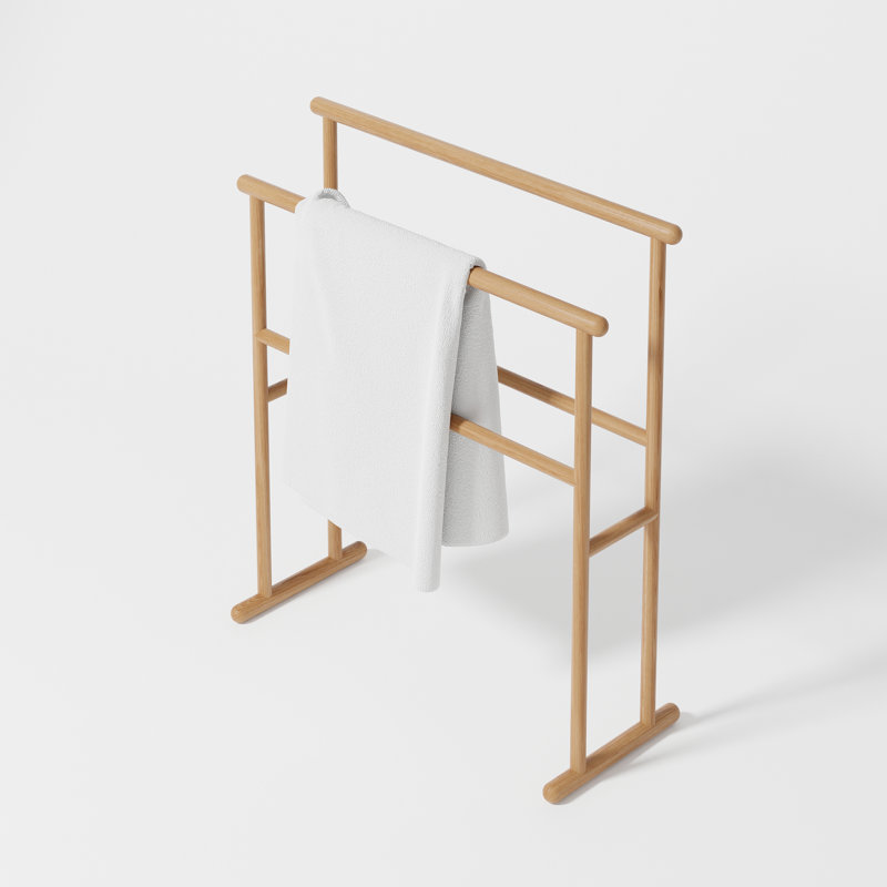 Iklim 70 cm L 4 - Bar Freestanding Towel Stand, Oak